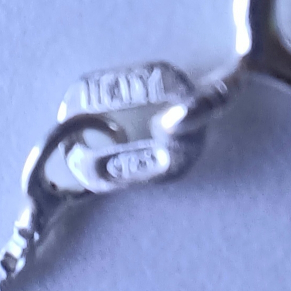 Sterling Silver 925 Italy CZ Square Solitaire Pendant Necklace - Picture 3 of 4